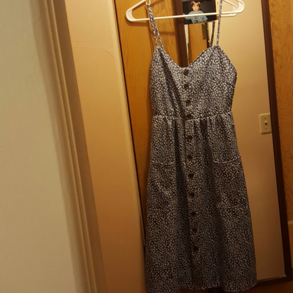 Mid length white and blue dress